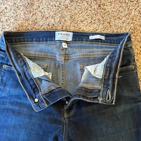 Frame Denim Women Le Skinny de Jeanne Jean Size 32 (Fits 30") Dark Blue Mid Rise - Picture 7 of 16